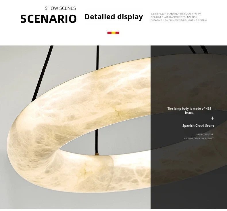 product high end luxury spanish marble gold adjustable height dimmable ac led chandelier for dining living rooms hotels 3 year warranty-5