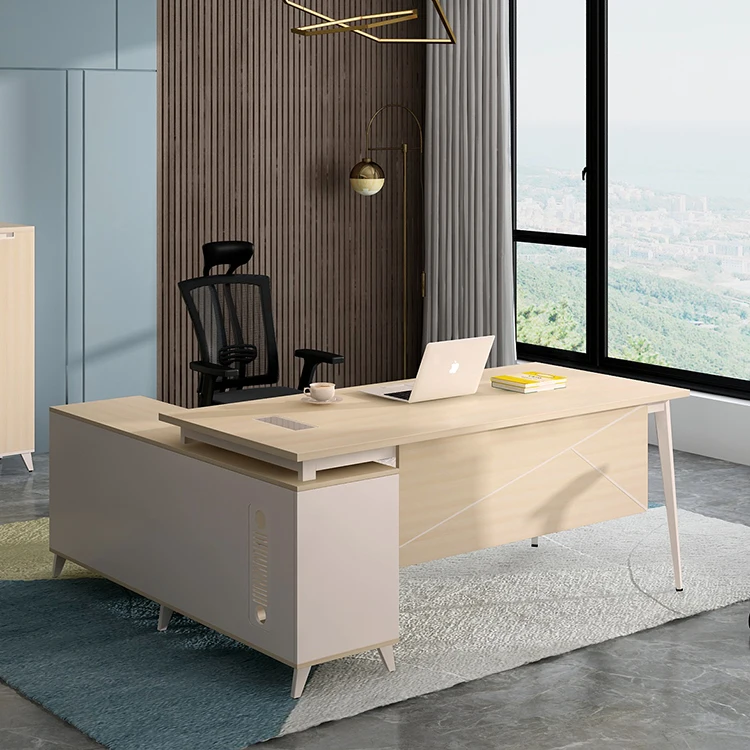 Mobilier de bureau en bois de luxe a la mode sur mesure bureau de direction en forme de l