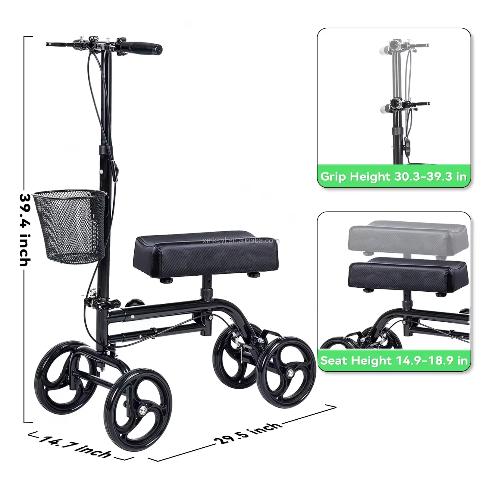 Knee car walker 4-Wheel Folding Knee Walker & Rollator with Flexible Wheels and Basket for Elderly & Disabled People supplier