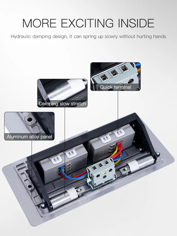 Factory sales Silver aluminum alloy multi module embedded table socket