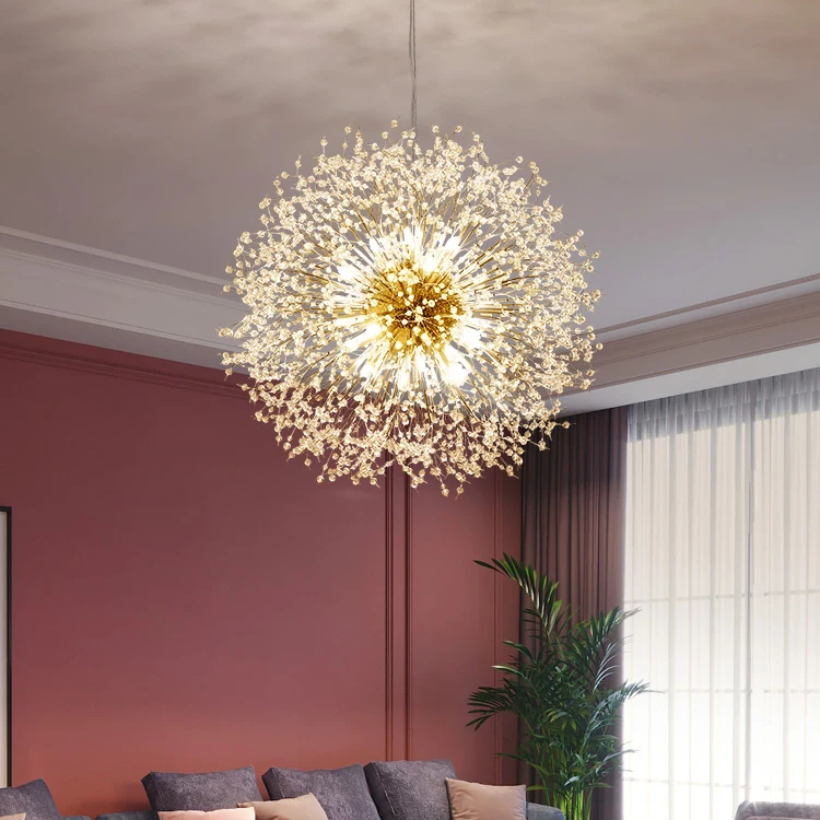 Interior Decoration Fashion Modern K9 Crystal Fireworks Chandelier Pendant Lamp for Home