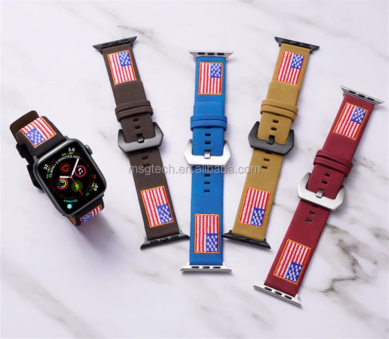 American Flag Leather Apple Watch Band - 38/40mm - Classy Raptor Tactical