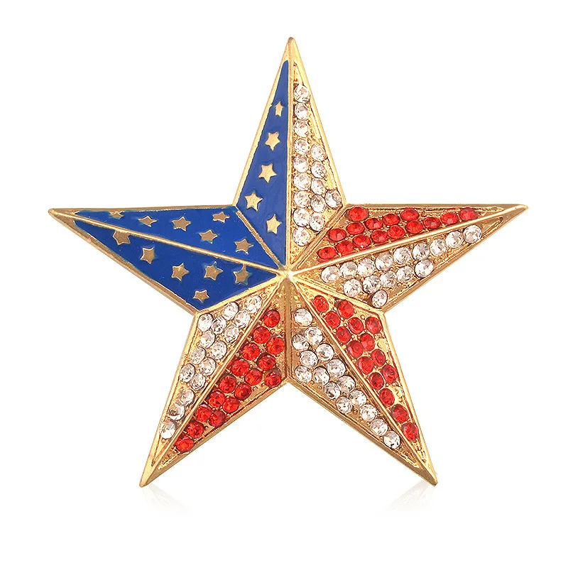 
Hot sell Crystal American Flag Brooch Pin Patriotic American Costume Jewelry 