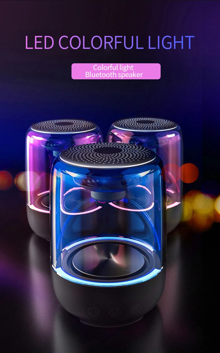 2020 high quality LED light transparent Bluetooth speaker