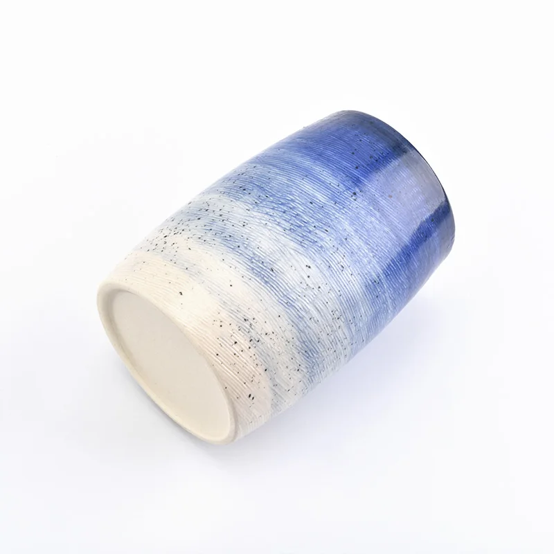 Wholesale Speckled Blue Ceramic Candle Holder Home Decoration