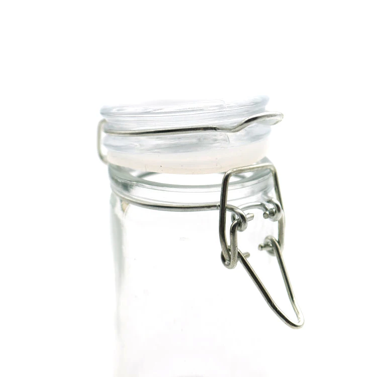 Round Cylinder Airtight Rubber Seal Apothecary Glass Jar With Locking