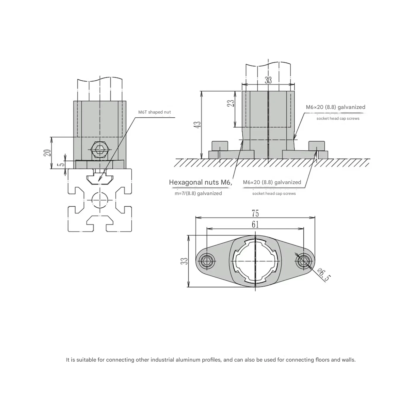 product externally mounted base 28mm third generation lean pipe connector lean pipe connector aluminum pipe profile accessories-17
