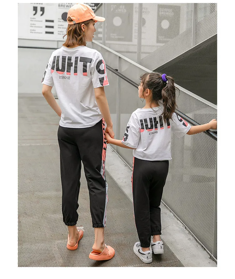 Summer New Parentchild Outfits Twopiece Clothes Suit Mother And