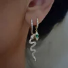 dangle cz snake charm hoop earring gold plated fashion stunning women jewelry