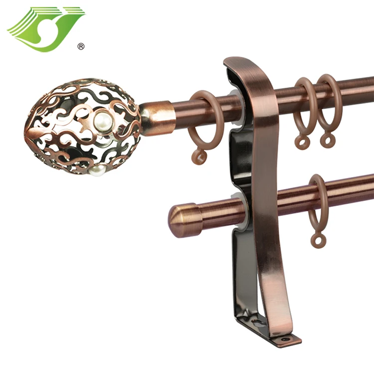 Modern Aluminum Alloy End Caps Single And Double Curtain Rods With