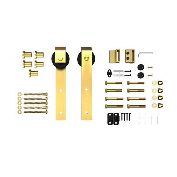 Kinmade Polished Gold Sliding Barn Door Hardware Nickel Stain Kit