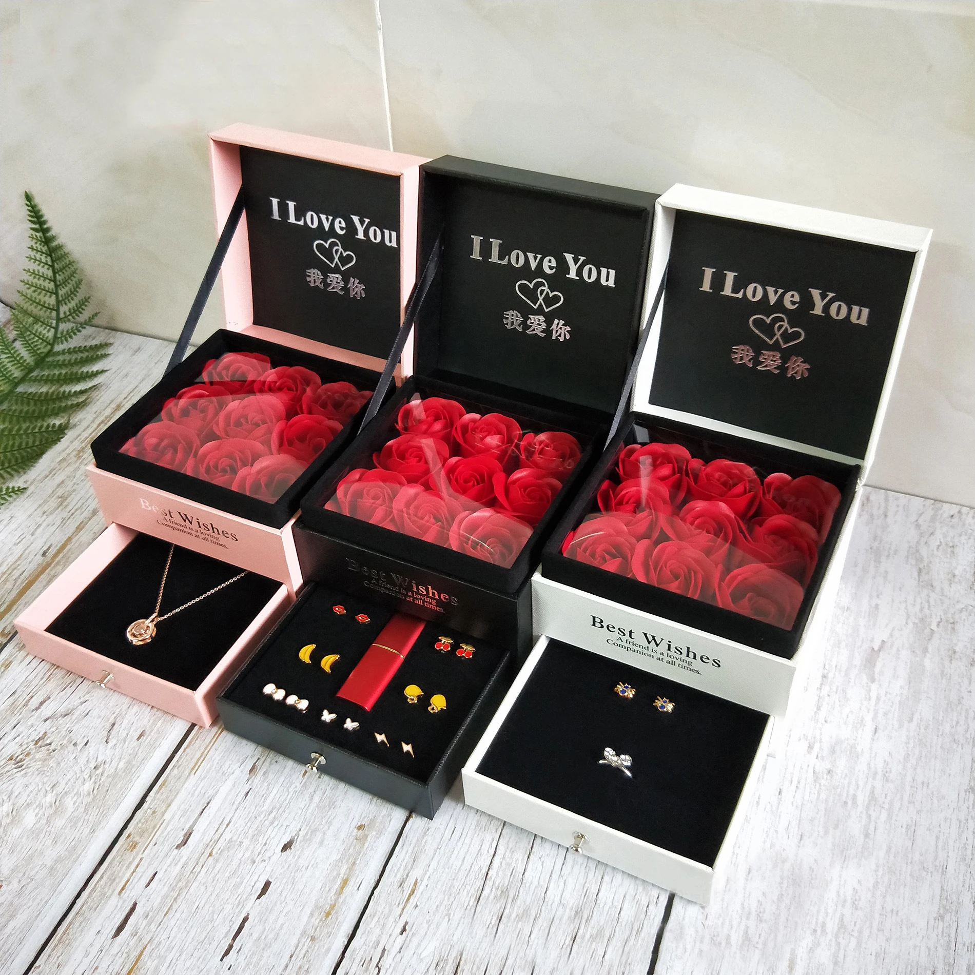 Customized Newest Black Jewelry Lipstick Gift Box High Quality Soap Rose Flower Gift Box Buy Gift Box Jewelry High Quality Jewelry Box Jewelry Packaging Box Black Product On Alibaba Com