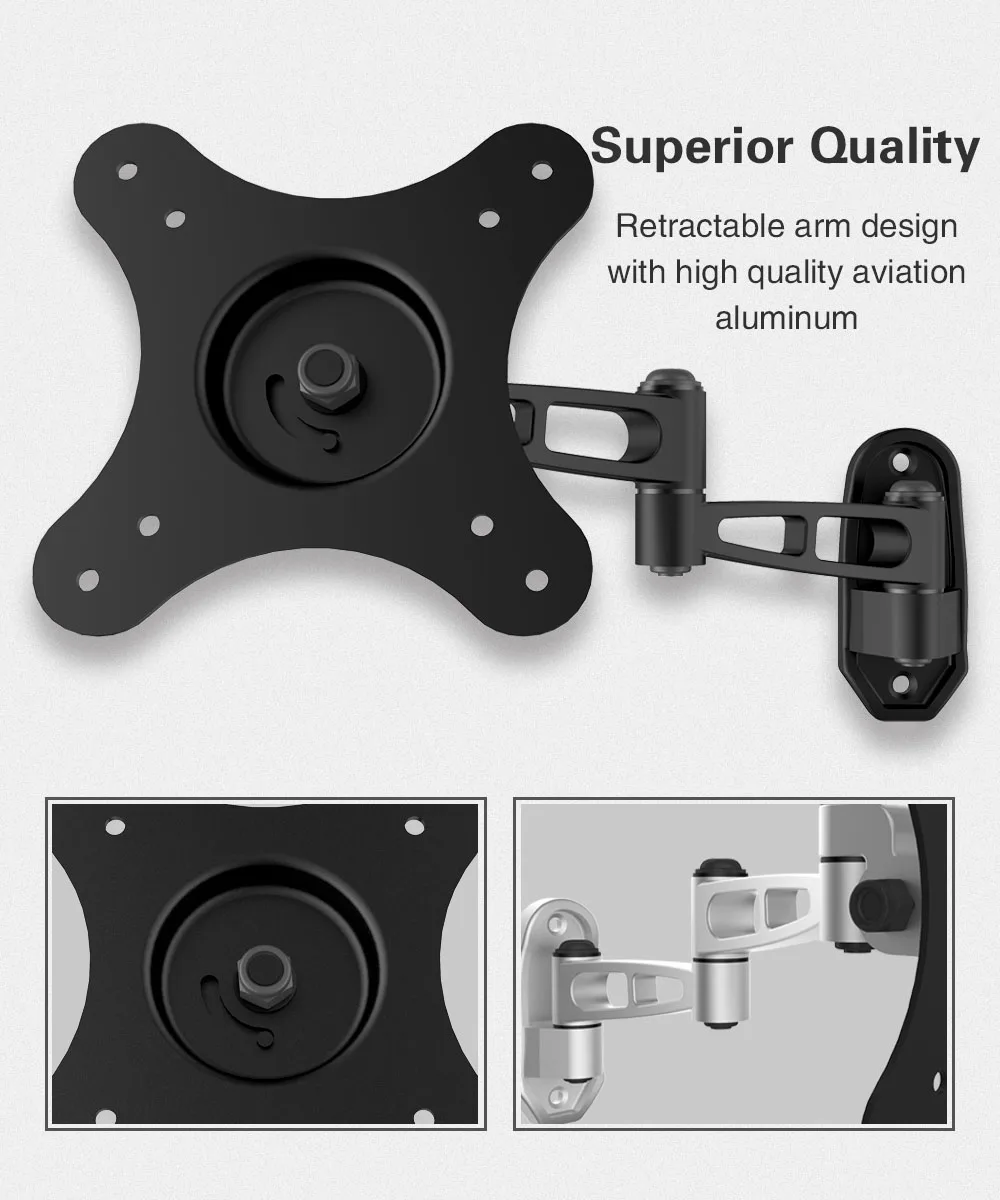 Full Motion Dual Arms Universal Extendable Swing Arm Wall Bracket For