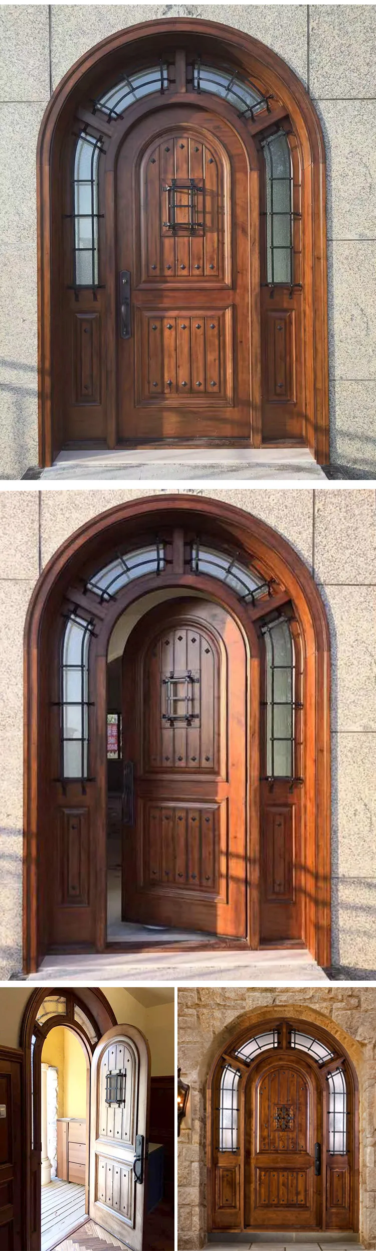 China factory supplied top quality half circle window above front door glass around doors with side panels
