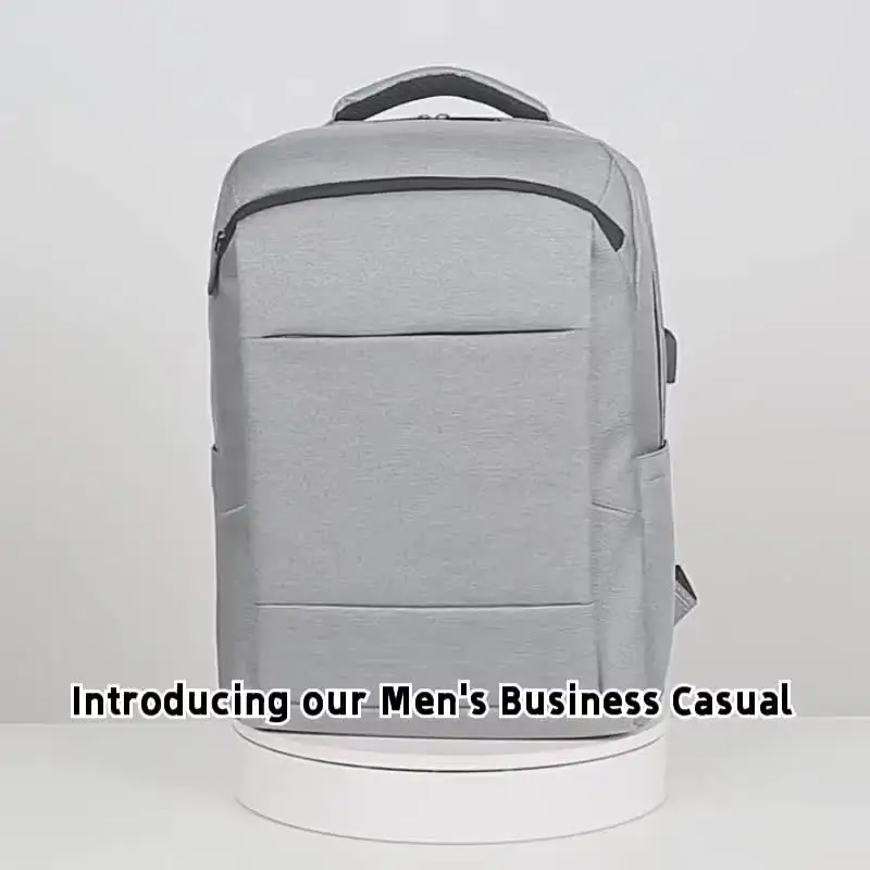 Men's Business Casual Backpack Plain Pattern Laptop Bag With USB - Main Image
