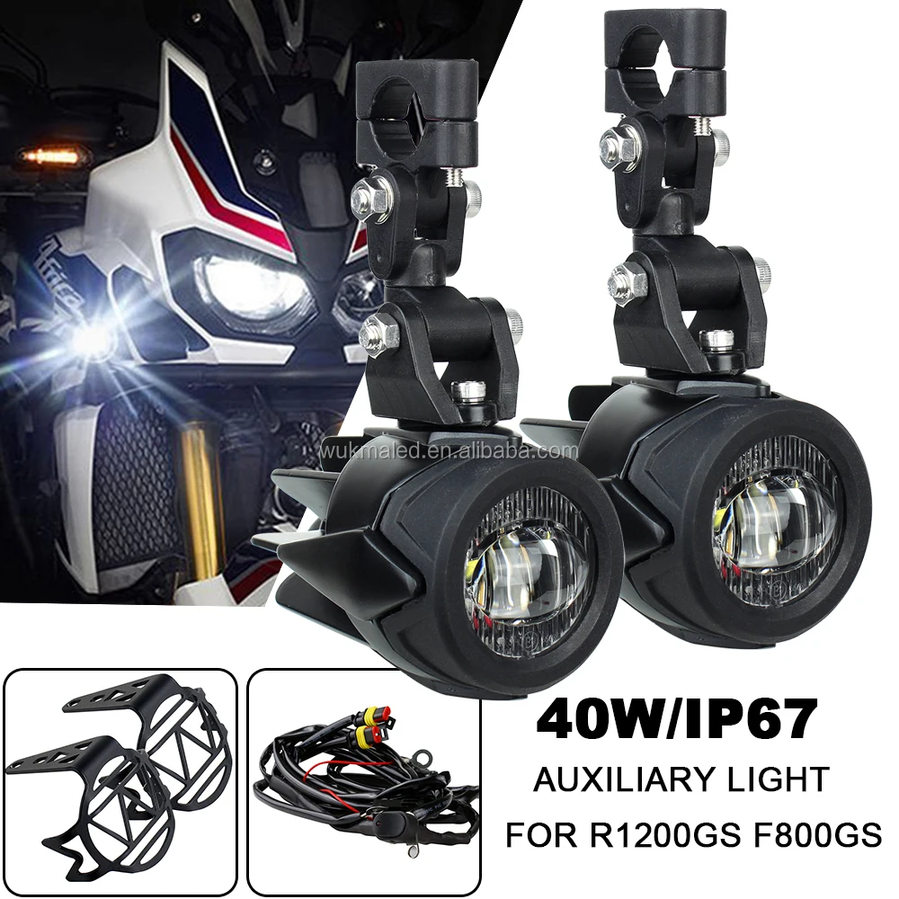 NEW WUKMA R1200GS F800GS led Light Black housing Led Auxiliary Lights for BMW motorcycle Led Fog Light