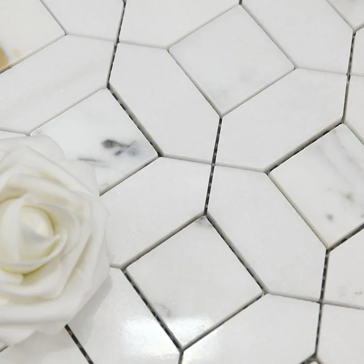 Classical Calacatta Gold Diamond shape Hexagon Marble Mosaic Floor