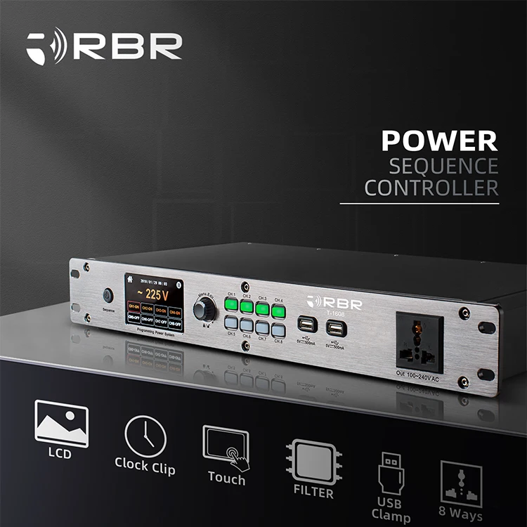 Touchable Screen Design T1608 9ch Power Sequence Controller With Filter