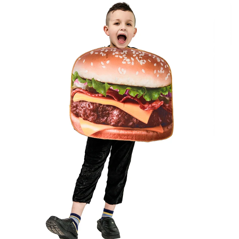 Women Hamburger Costume Carnival Party Funny Food Emoticon for Unisex.