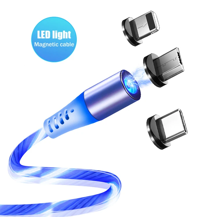 1Meter 3.28ft USB LED Light Charging Luminous Data Cable 3 in 1 Magnetic Micro Lighting USB C Light Streamers Magnetic USB Cable - ANKUX.COM