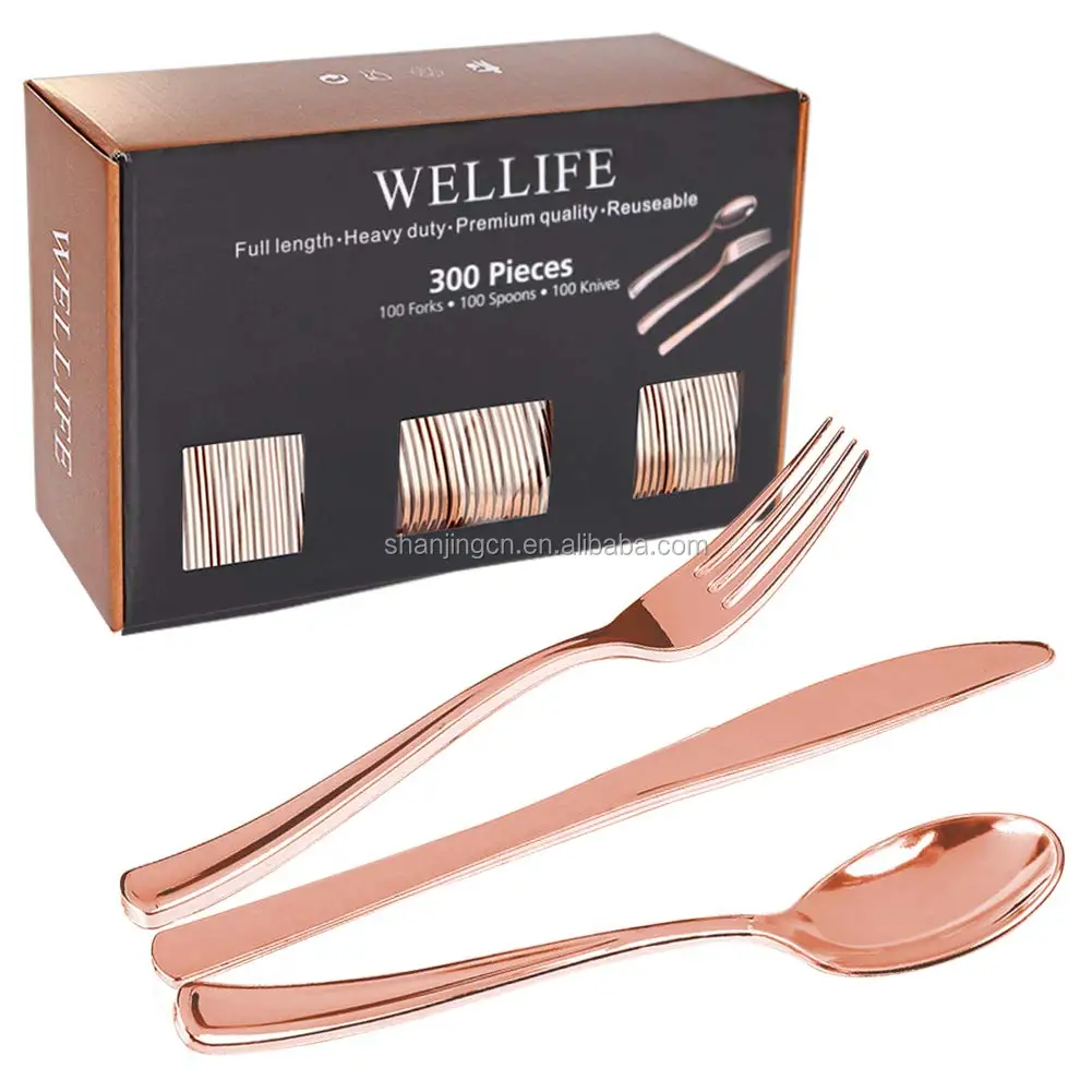 Gold Plastic Silverware Disposable Flatware Setheavyweight Plastic Cutlery Includes 100 Forks