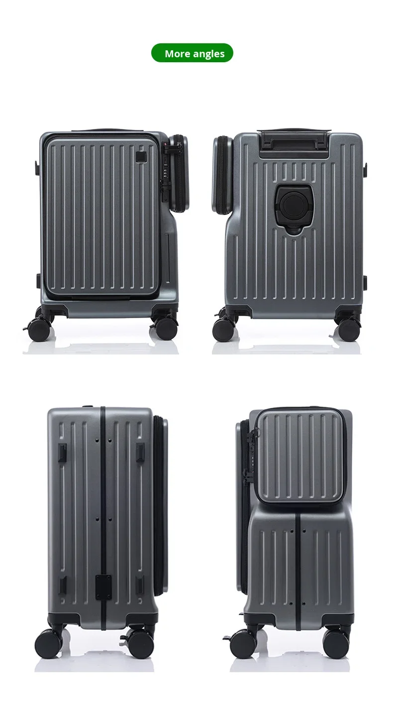 20 Inch Durable ABS+PC Frame Modern Fashionable Suitcase Carry on Luggage TSA Lock Dual Front Opening Silent 360 Degree Wheels details