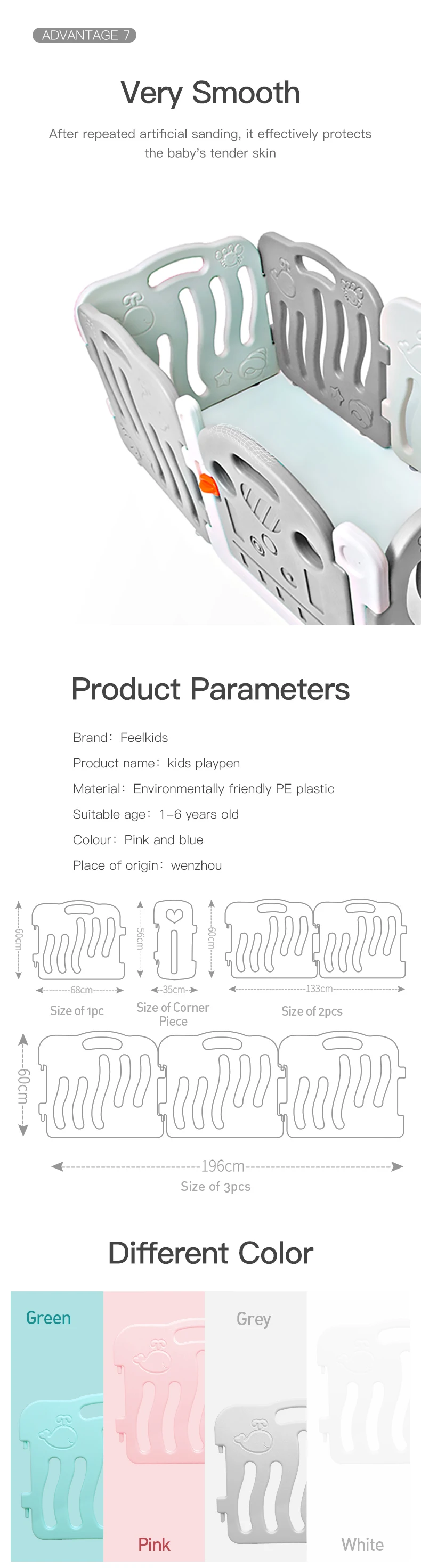 Feelkids Hot Sale Baby Fence Plastic Indoor Playpen for Children Bedroom & Living Room Use supplier