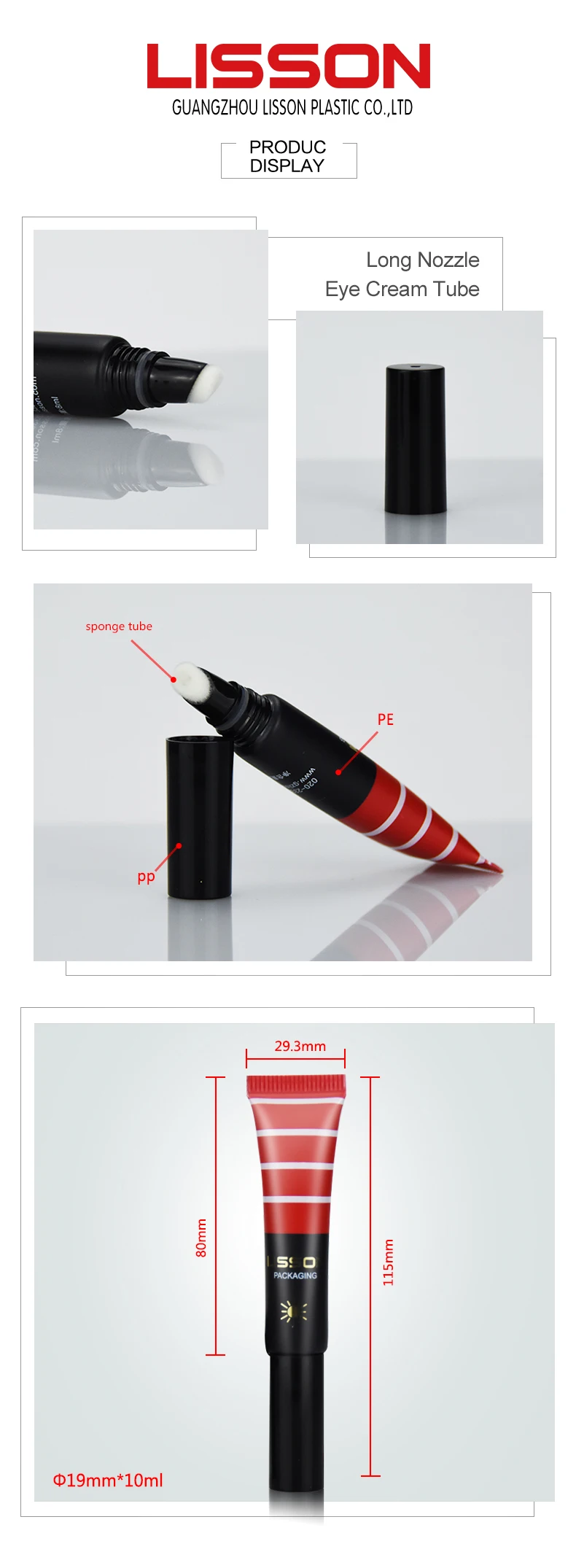 10ml empty custom lip balm lip gloss tube packaging with sponge applicator