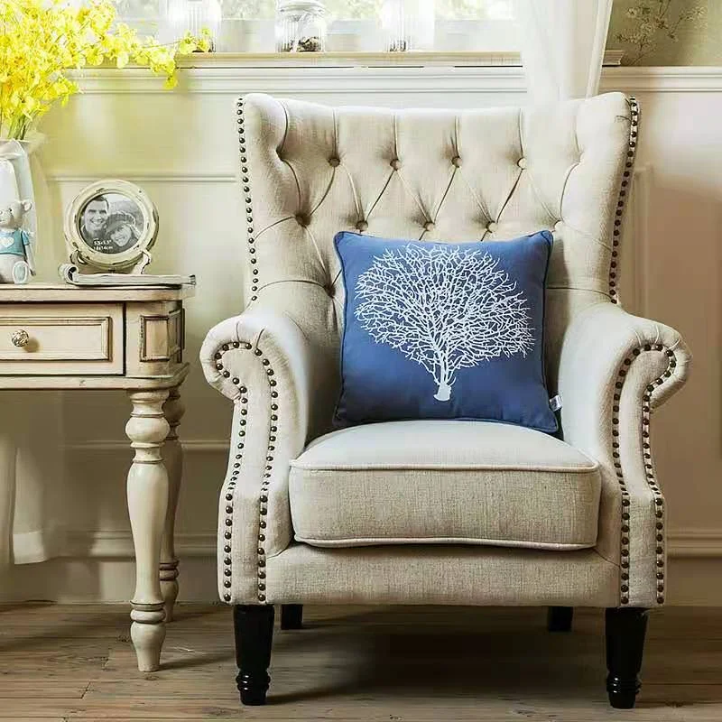 Modern Single Seater Luxury Wing Recliner Sofa Chair Relaxing Wooden Design for Hotel Gym Living Room Leisure details