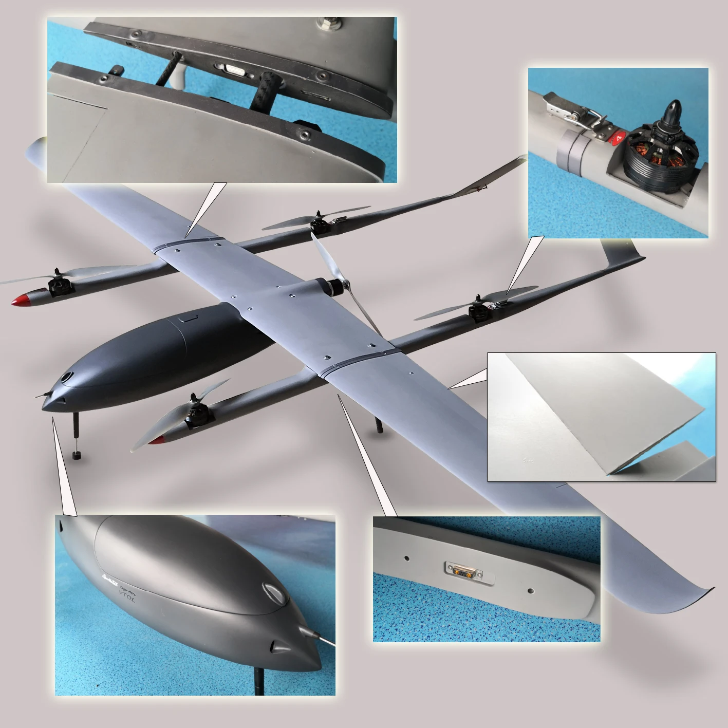 Long Endurance Flying Uav Fixed Wing Using Full Composite Carbonfiber