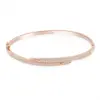 Kailefu 100% 925 sterling silver Shining Rose Golden Symmetrical line CZ Bracelet for Women Valentine's Day Jewelry Party Gifts