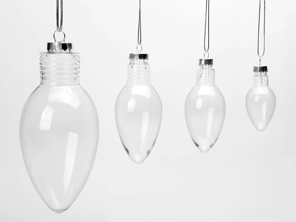 Christmas Tree Hanging Ornaments Clear Ball Bulb Shaped Ornaments Led