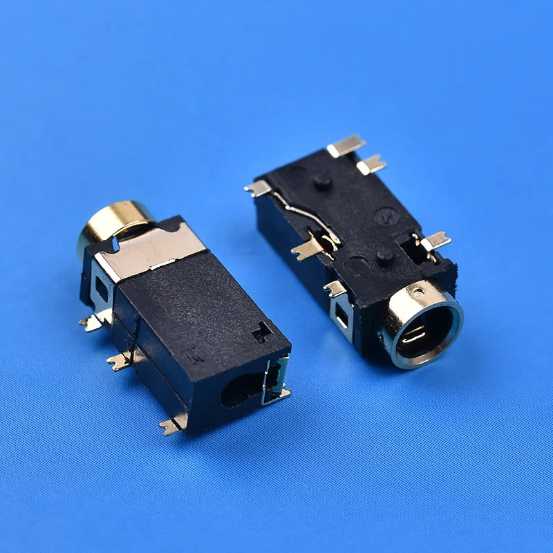 5毫米立式音频插座耳机插孔方形立式电源金属插座充电