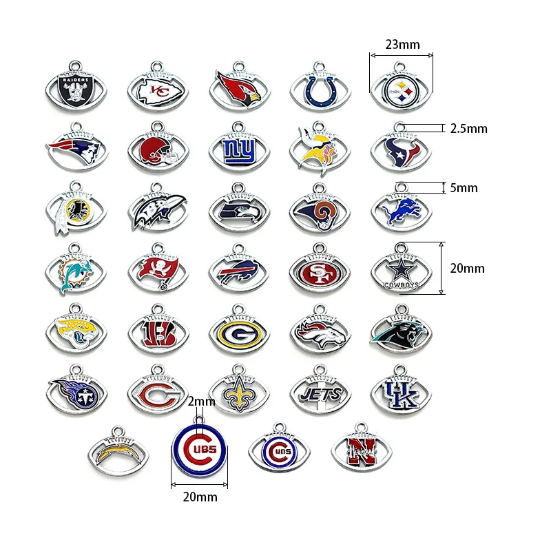 Unique Design Sports 32 American Football Teams Logo Nfl Pendant Alloy