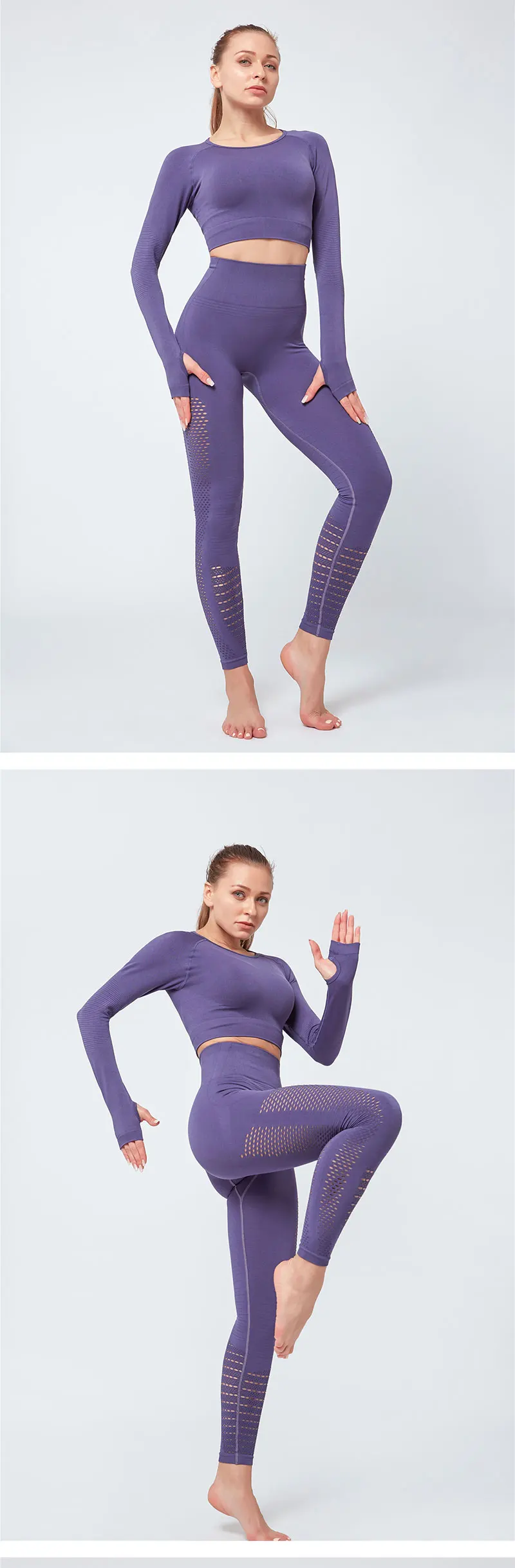 Ptsports womens fitness yoga sets seamless woman sweat suits sets hot sale bamboo fiber leggings