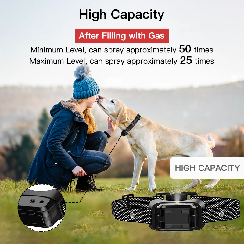 330 Yards Humane Dog Spray Bark Collar 3 Modes Spray Vibration Beep