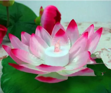 New Arrive Diameter 19 cm LED Lotus Lamp in Colorful Changed Floating Water Pool Wishing Light Lamps Lanterns for Party