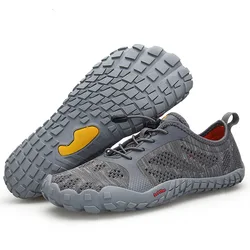 2021 Grey Breathable Grid Rubber bottom high quality Trail Barefoot Running Shoes sneakers for Men