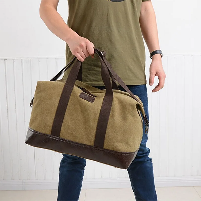 Bolso De Viaje De Lona Para Hombre,Bolsa De Viaje Para La Noche,Weekender,Con  Ajuste De Cuero - Buy Bolso De Viaje De Lona,Bolso Weekender Para Hombre, Bolso De Lona Con Recorte De Cuero Product