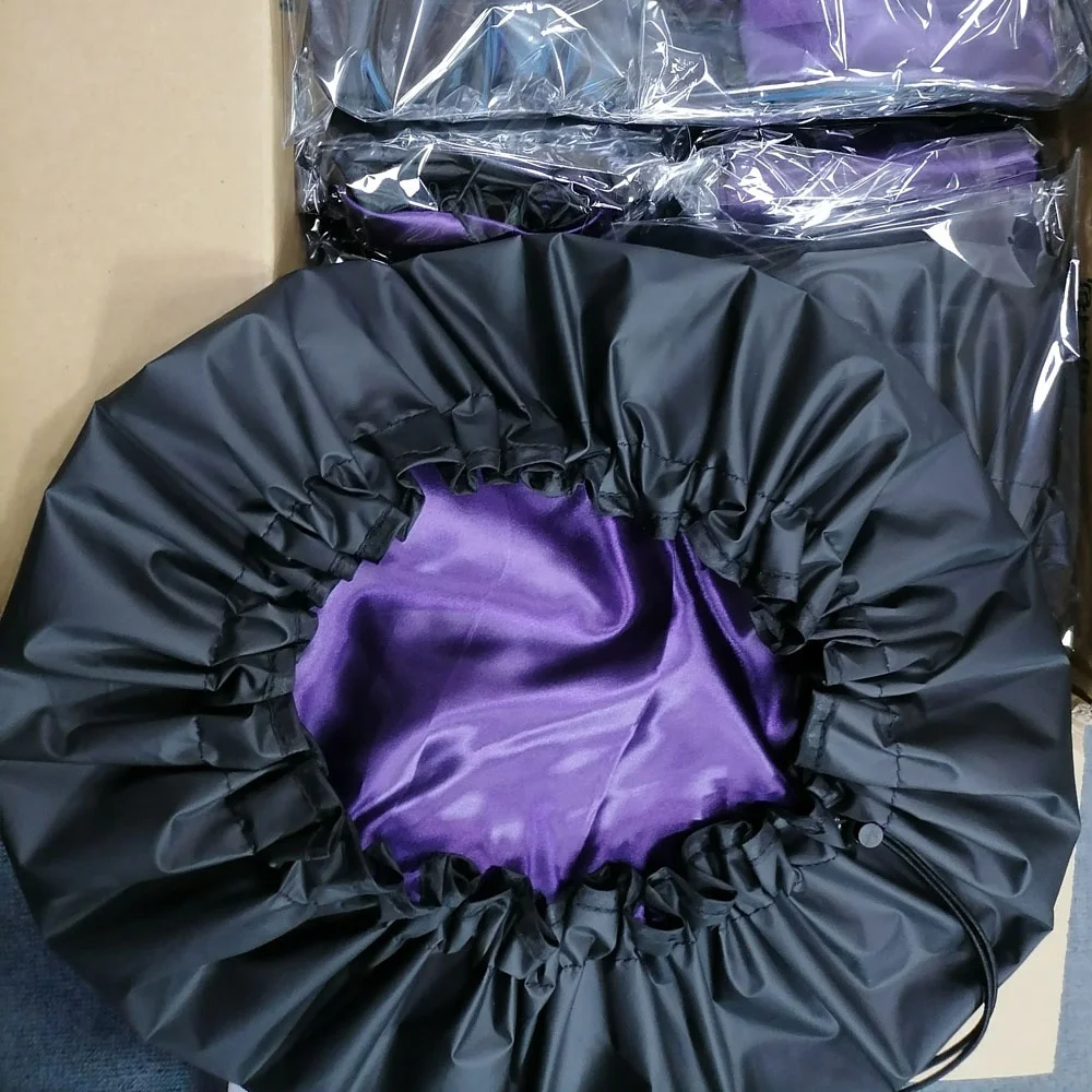 15"extra Large Satin Lined Shower Caps With Adjustable