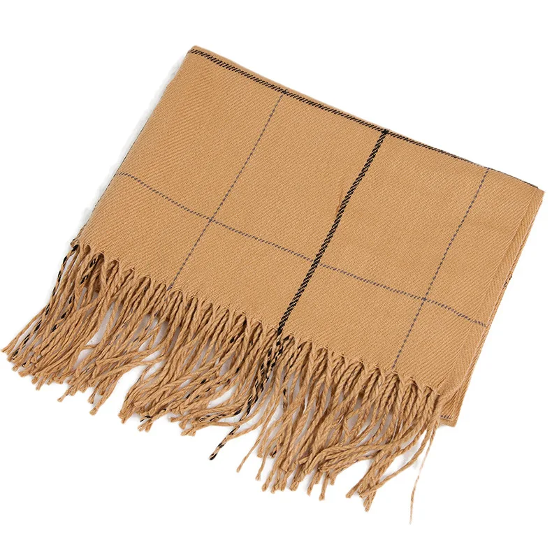 2019 wool scarf autumn and winter new style tasseled plaid