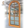 Boston round top double glass pine wooden frame casement window with grill