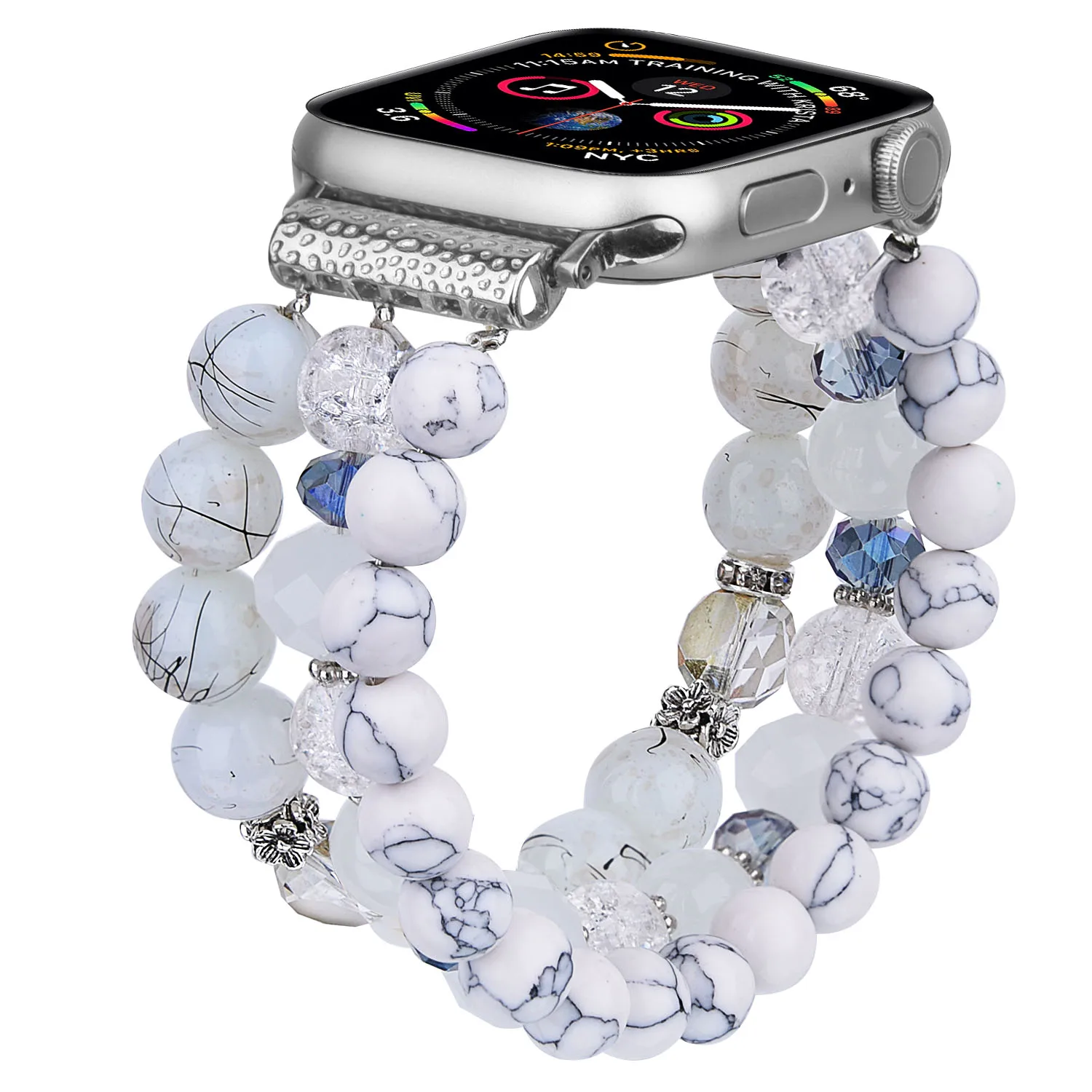 Fashion Ladies Pearl Beads Watch Straps For Apple Watch Women Designer Handmade Elastic Luxury
