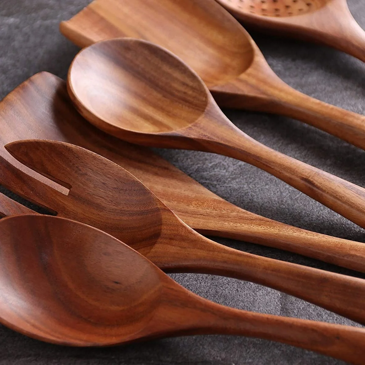 natural teak wood utensils