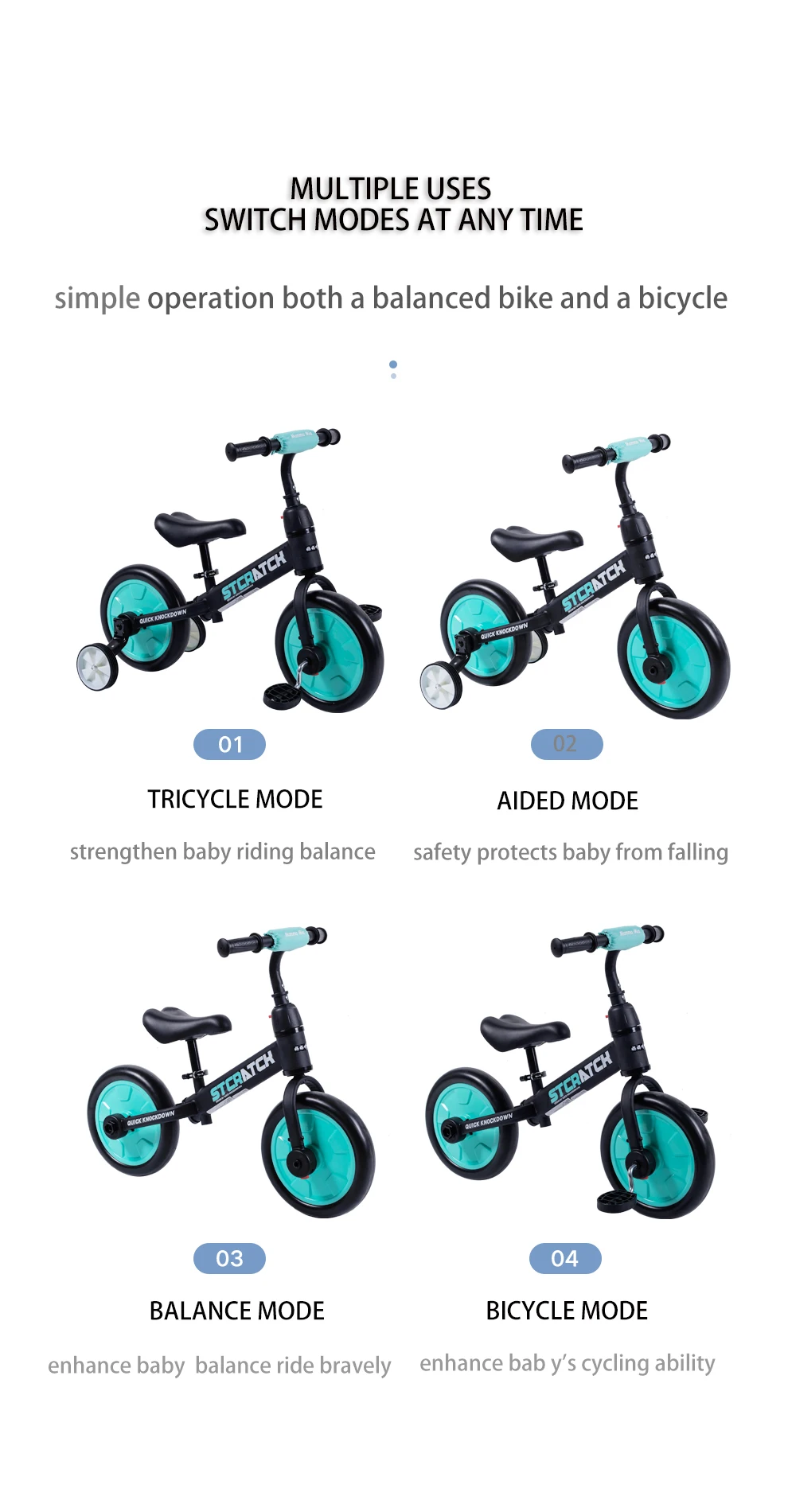 Kids Toy Scooter Balance Bike/bike Balance 3 In 1 Balance Bike No Pedals For Kids Balance Bike