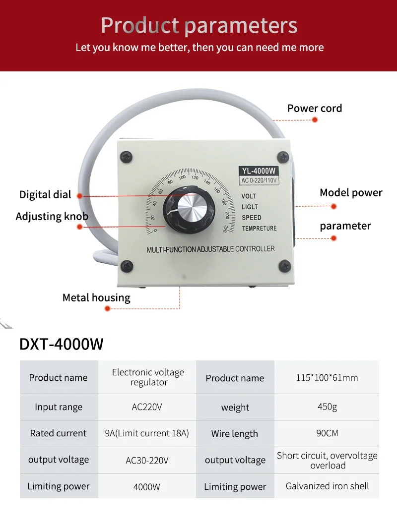 Speed Control Thyristor Motor, 220V, Metal - detail 6