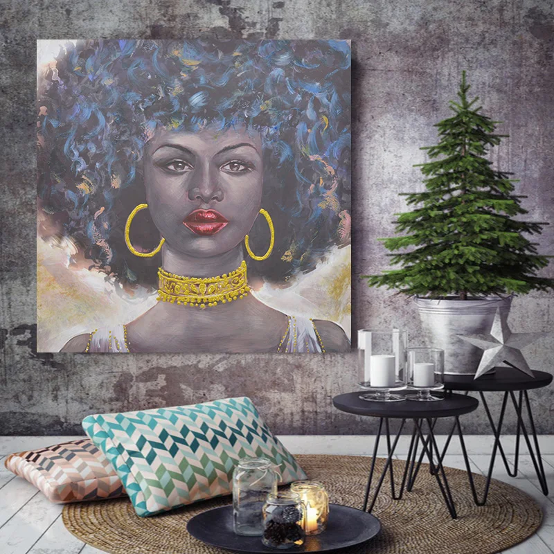 Black African Woman Wall Art Painting Picture Print On Canvas For