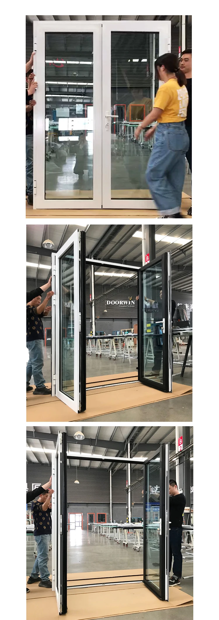 DOORWIN Aluminium Frame high quality German hardware Aluminium bifold door withTempered glass