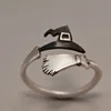 Cute Halloween Decoracion Jewelry Women Rings Witch Hats Broom Mop Pumpkin Lamp Alloy Finger Rings Hollow Out Men's Ring