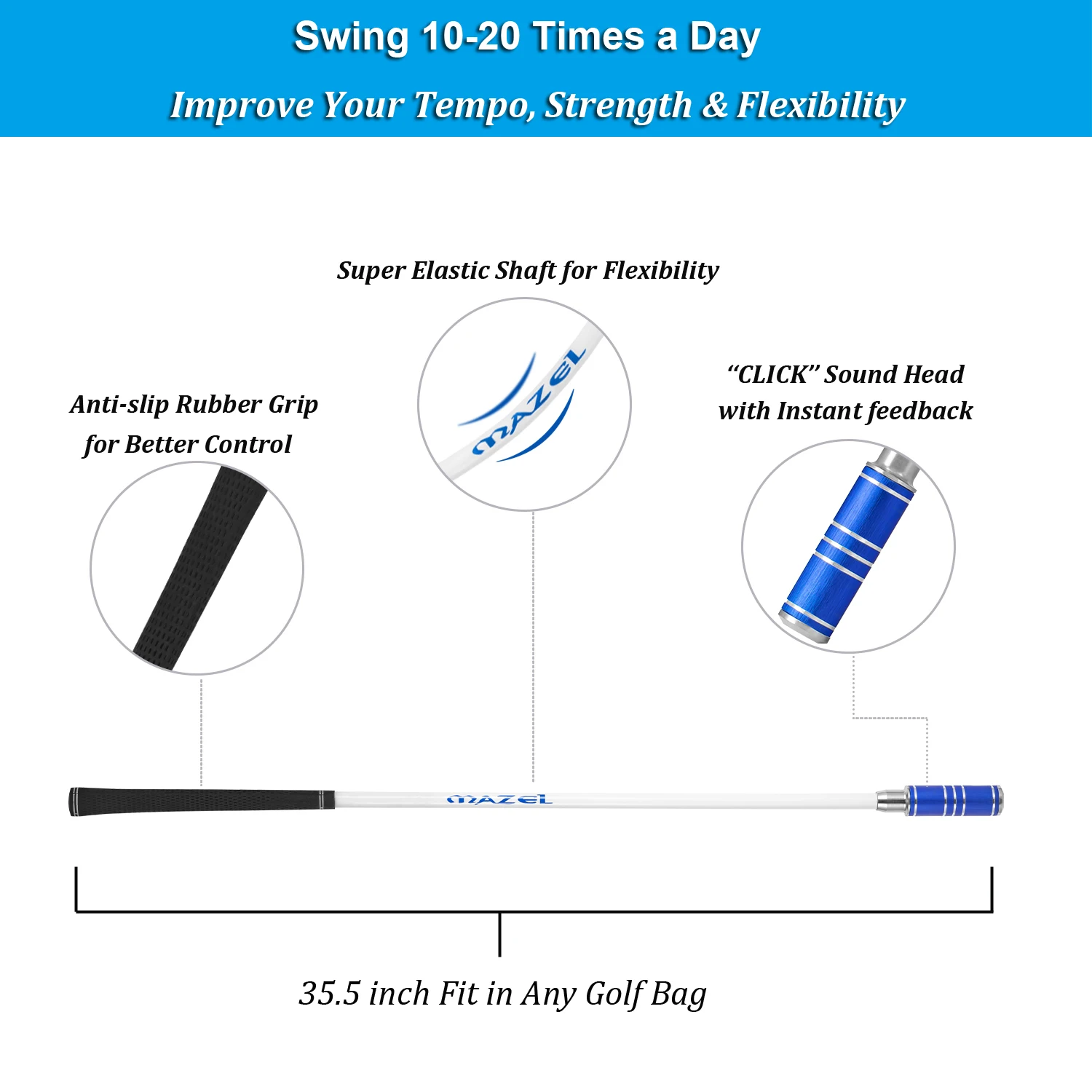 Mazel Improve Golf Swing Tempo Power Stick Flexibility Golf Swing ...